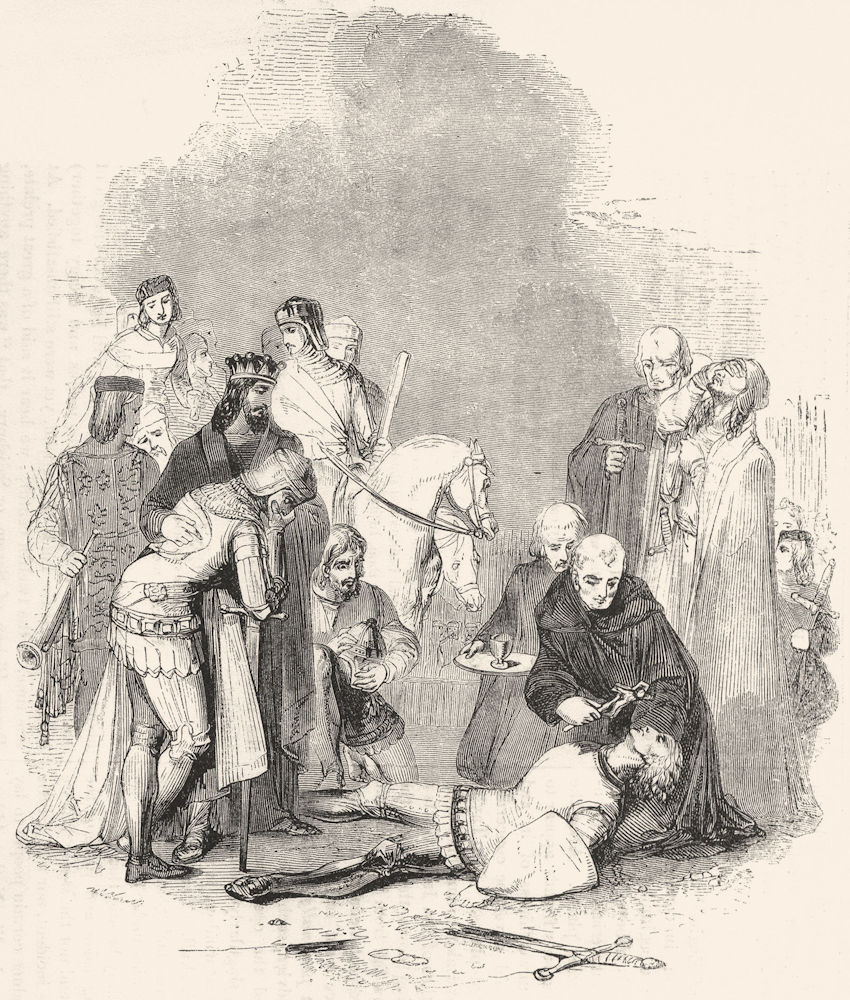 SOCIETY. Death of The Squire 1845 old antique vintage print picture