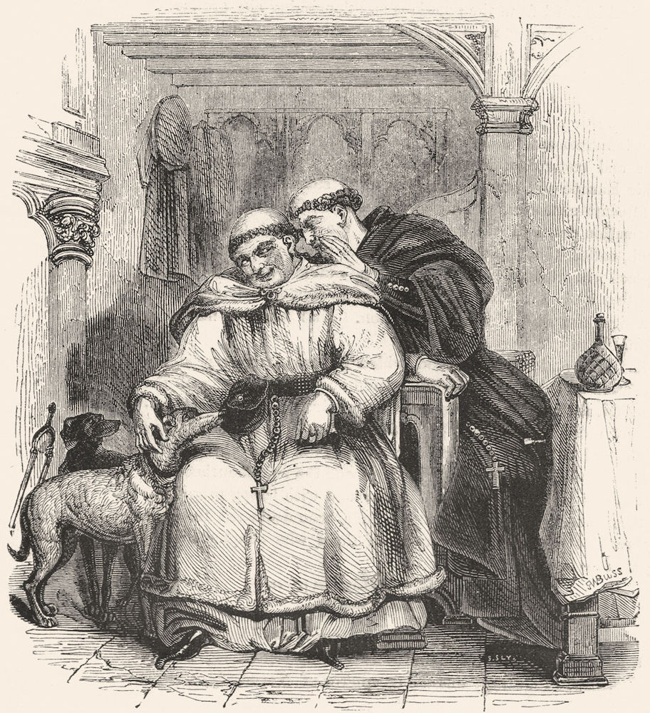 CLERGY. The Monk and the Friar 1845 old antique vintage print picture
