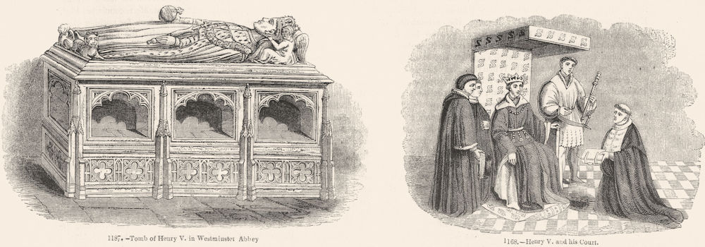 Associate Product WESTMINSTER ABBEY. Henry V. Tomb; his Ct 1845 old antique print picture