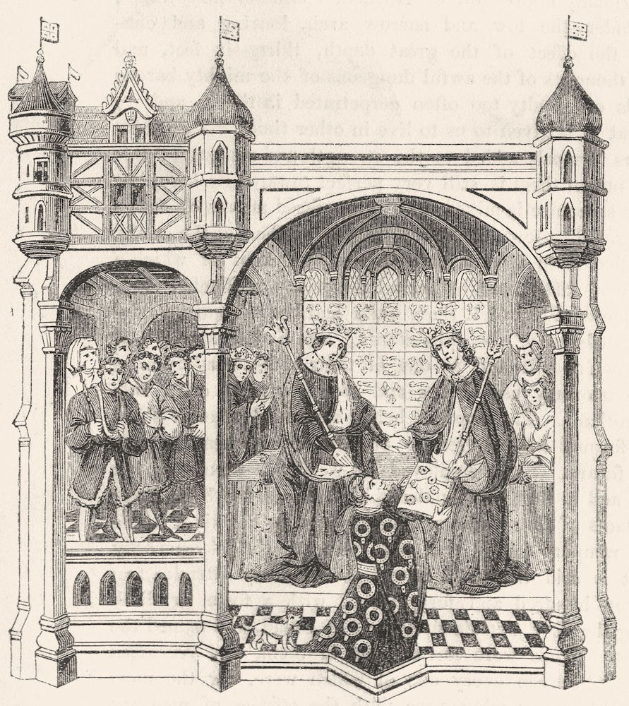 KINGS. Talbot Earl Shrewsbury gives book Henry VI 1845 old antique print