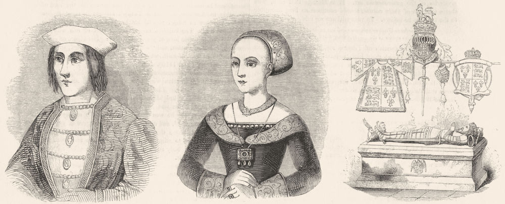 PORTRAITS. Edward IV; Elizabeth Woodville; Henry VI 1845 old antique print