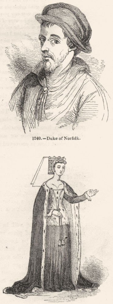 ROYALTY. Duke Norfolk; Anne, Queen of Richard III 1845 old antique print