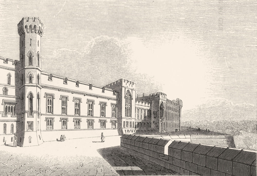 BERKS. Windsor Castle North front & terrace 1845 old antique print picture