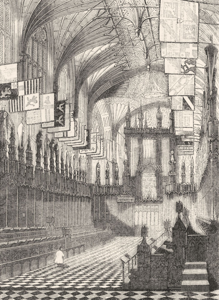BERKS. St George's Chapel, Windsor 1845 old antique vintage print picture