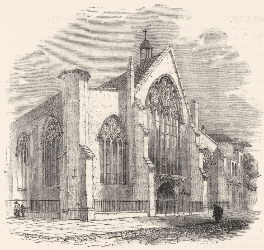 LONDON. Dutch Church, Austin Friars 1845 old antique vintage print picture