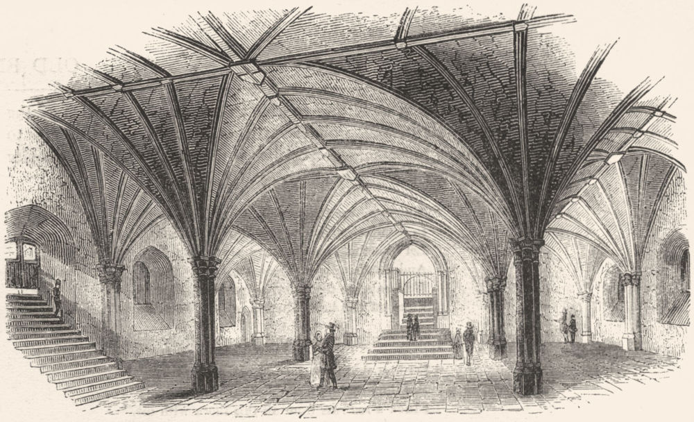 CHURCHES. Crypt, Guildhall 1845 old antique vintage print picture