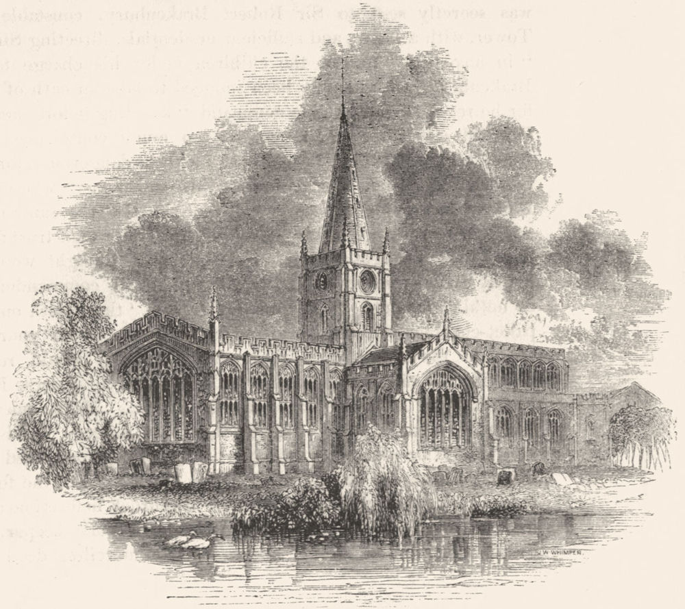 WARCS. Stratford Church 1845 old antique vintage print picture