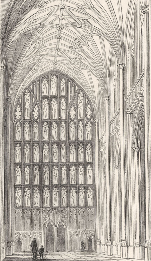 HANTS. Nave of Winchester Cathedral 1845 old antique vintage print picture