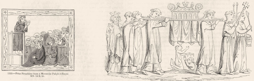 CLERGY. Friar Preacher; Passage Host Cripple worship 1845 old antique print