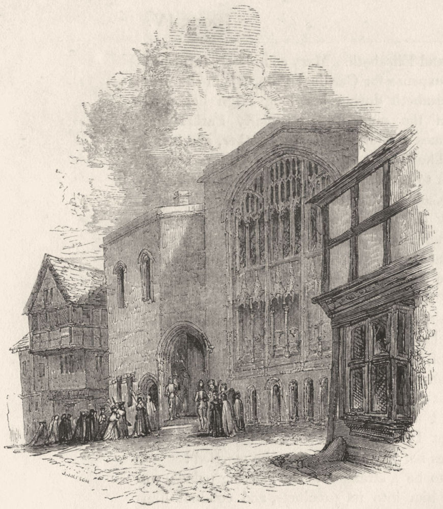 BUILDINGS. St Mary's Hall; Front 1845 old antique vintage print picture