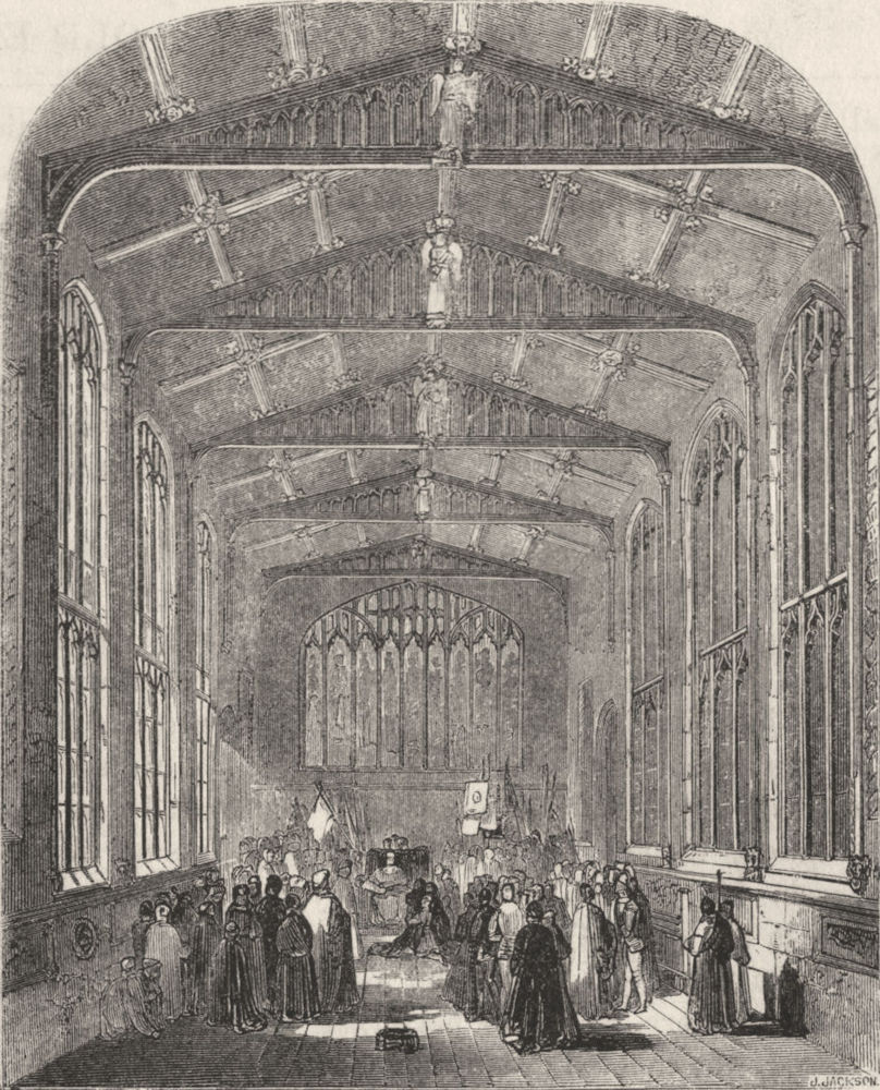 Associate Product BUILDINGS. St Mary's Hall ; Interior 1845 old antique vintage print picture
