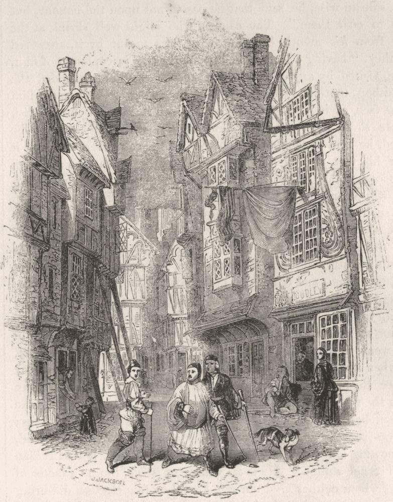 LONDON. Street in London 1845 old antique vintage print picture