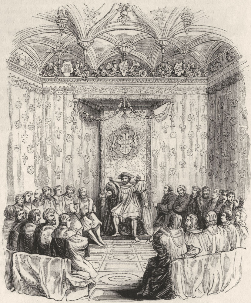 Associate Product KINGS. Henry VIII & his council(Hall, 1548) 1845 old antique print picture
