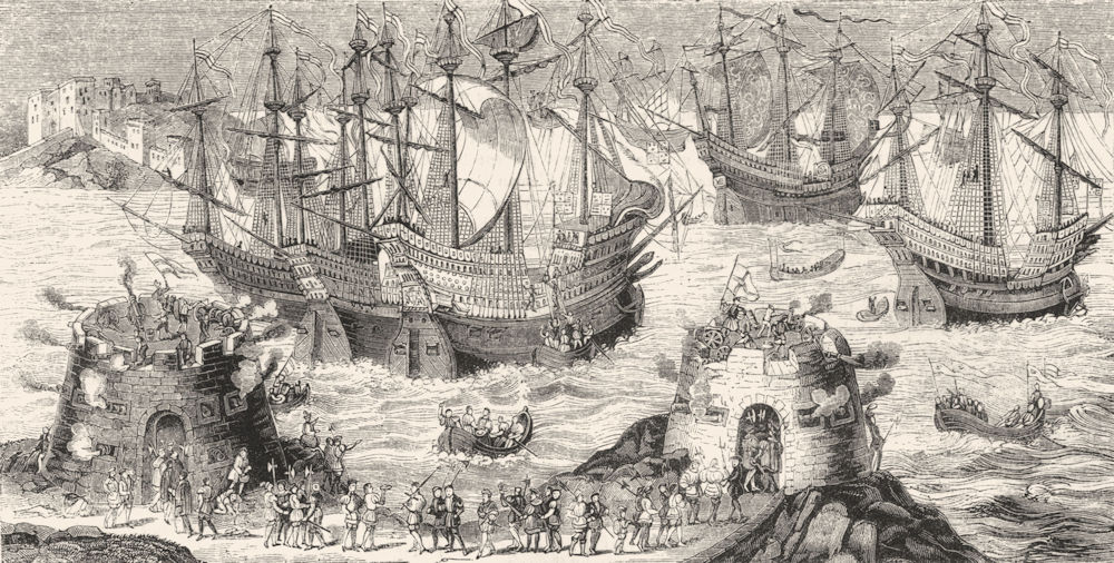 KENT. Henry VIII boarding, Dover, 1520 1845 old antique vintage print picture