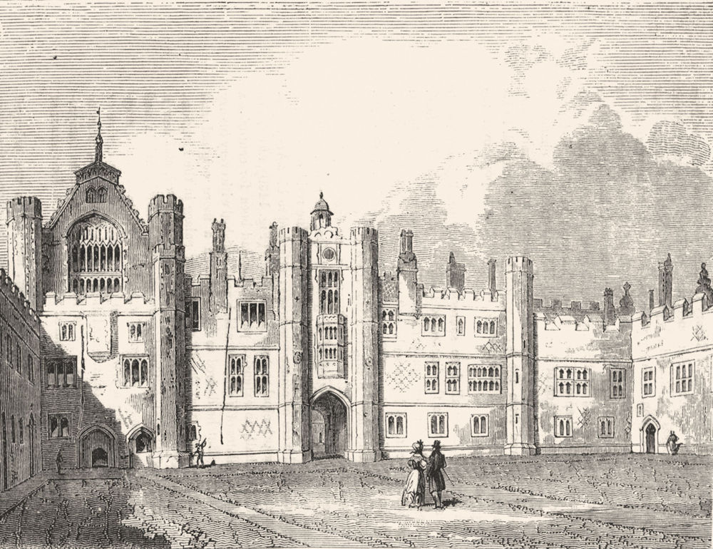 LONDON. Middle Quad of palace Hampton-Ct 1845 old antique print picture