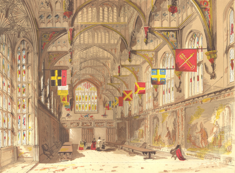 LONDON. Wolsey's Hall, Hampton court 1845 old antique vintage print picture