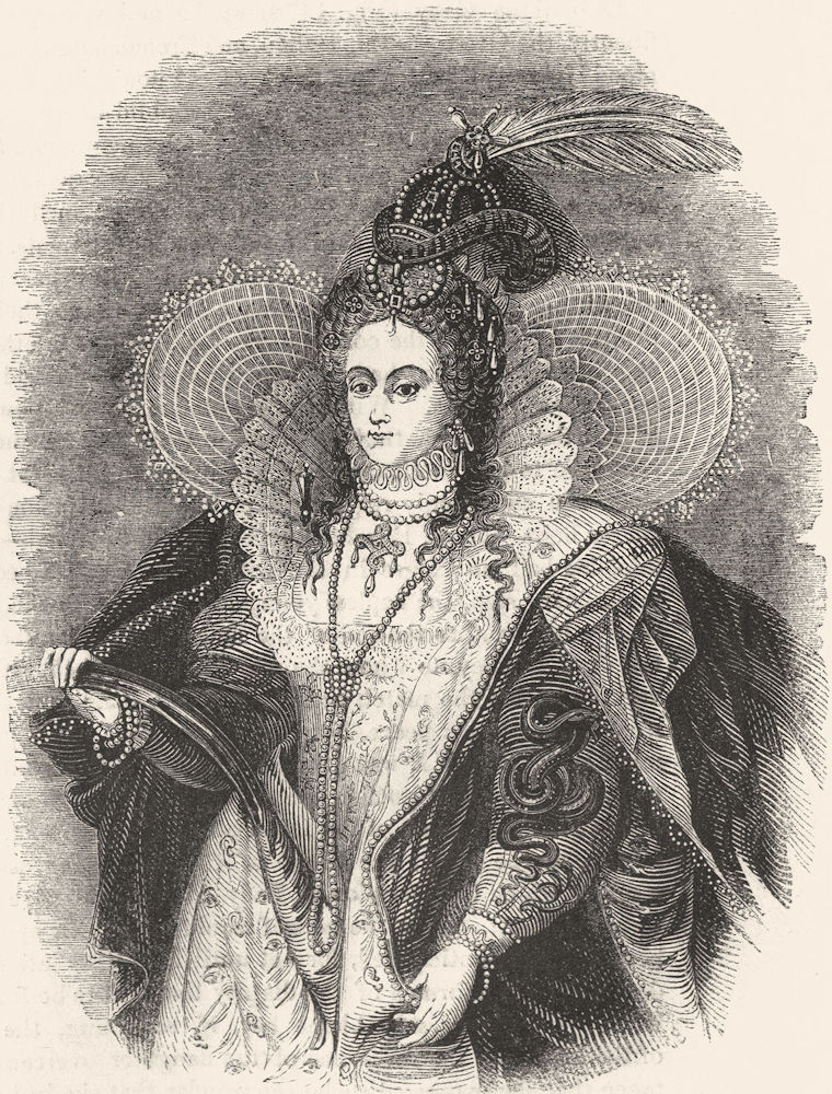 ROYALTY. Queen Elizabeth(Zucchero) 1845 old antique vintage print picture