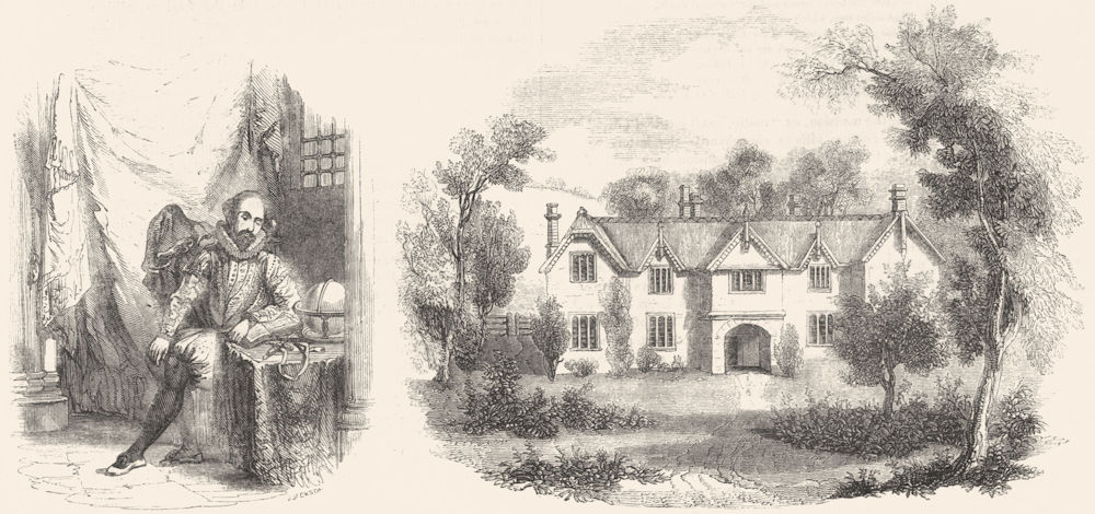 LONDON. Walter Raleigh, tower; Hayes Farm, Devon 1845 old antique print