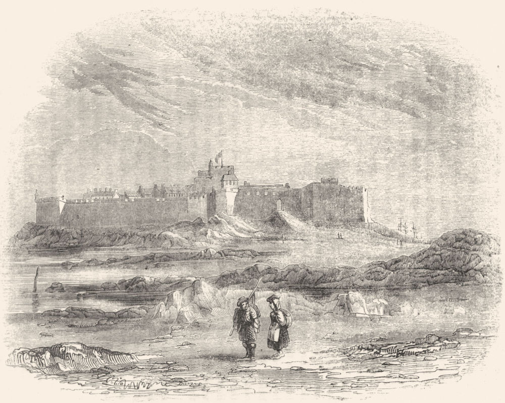 CHANNEL ISLES. Elizabeth Castle, Jersey 1845 old antique vintage print picture
