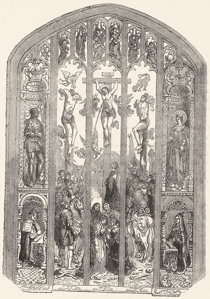 Associate Product WESTMINSTER. East window of St Margaret's Church 1845 old antique print