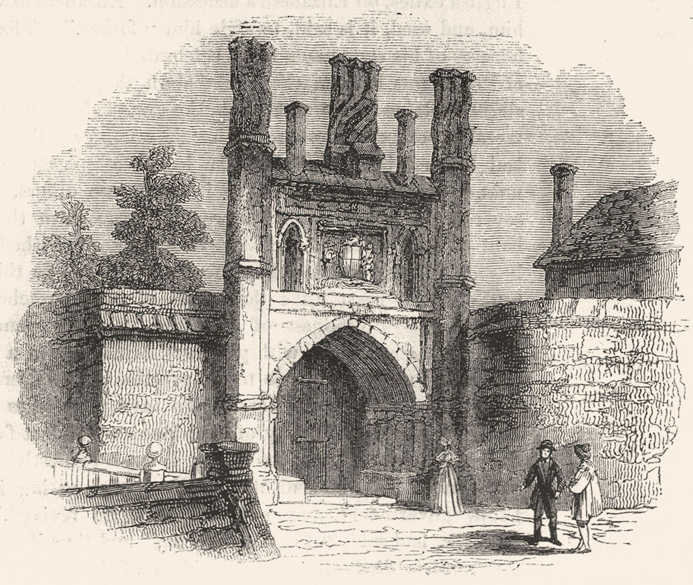 IPSWICH. Remains of gate House Wolsey's College 1845 old antique print picture