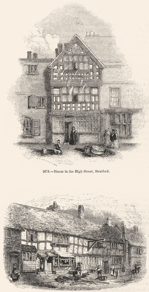 Associate Product WARCS. House, High St, Stratford; in Henley 1845 old antique print picture