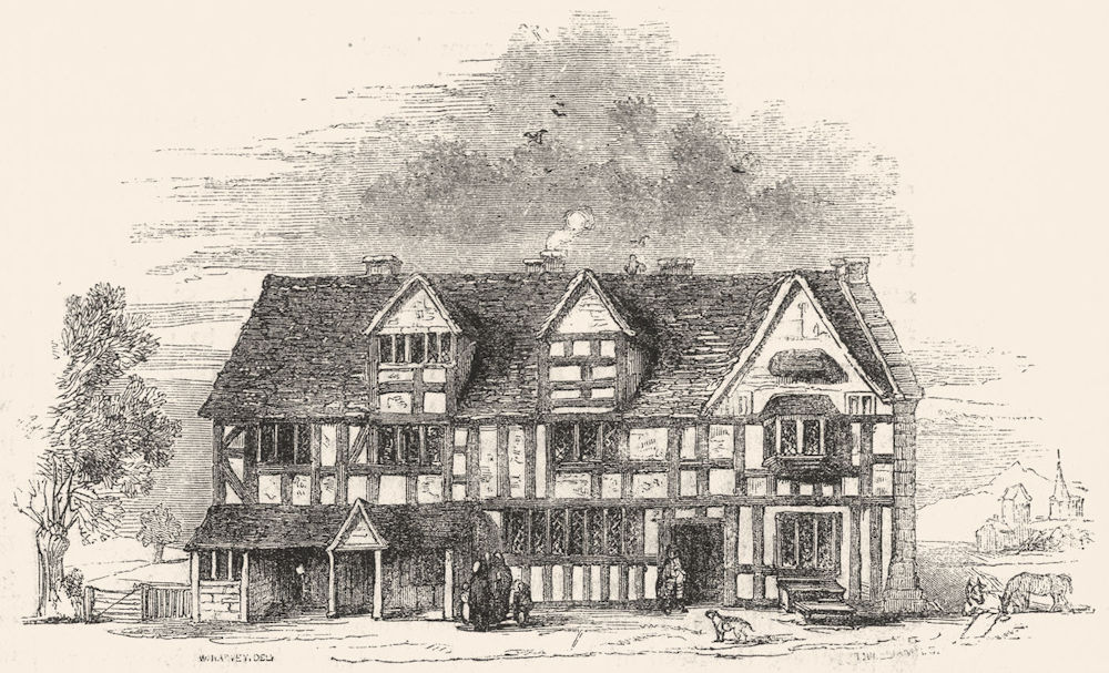 Associate Product SHAKESPEARE. John Shakspere's House in Henley St  1845 old antique print