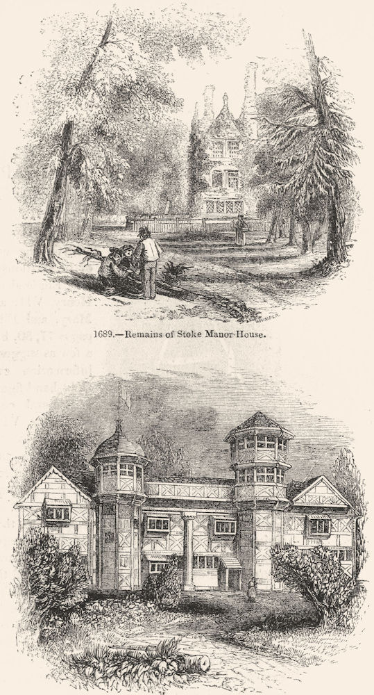 Associate Product LONDON. Remains of stoke Manor House; Vauxhall 1845 old antique print picture