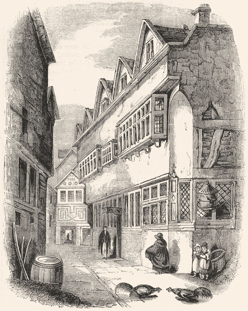 Associate Product OXON. Carter's Hall Passage, with townhall, Oxford 1845 old antique print
