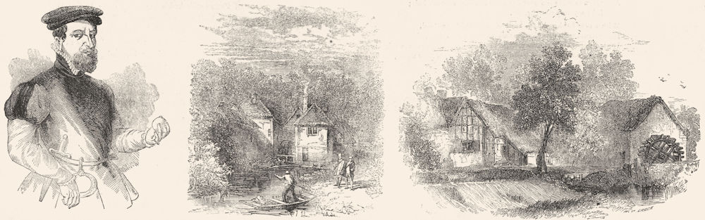 NORFOLK. Thomas Gresham; Mill, Arundel; Welford 1845 old antique print picture