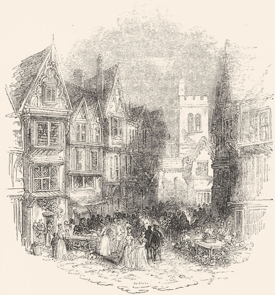 LONDON. Bucklersbury in simple time 1845 old antique vintage print picture