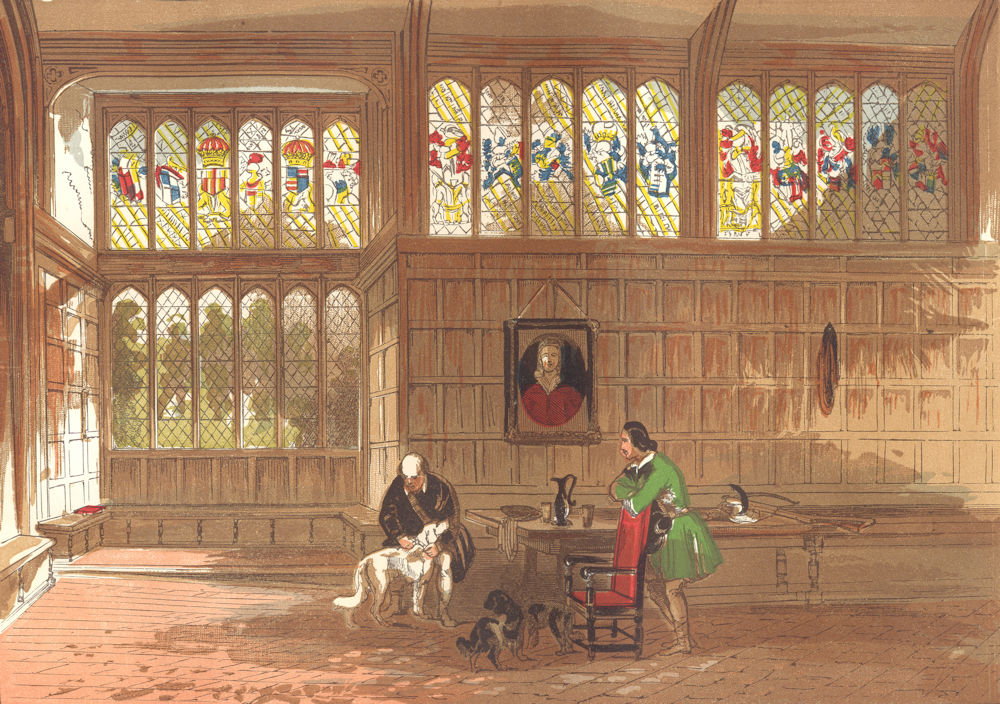 BERKS. Hall at Ockwells, Berkshire 1845 old antique vintage print picture