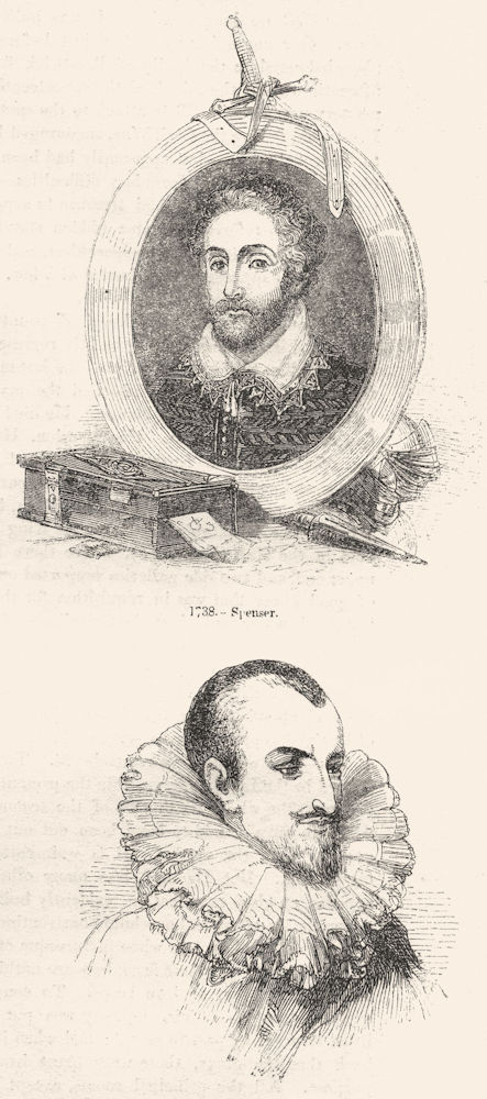 PORTRAITS. Spenser ; Spenser 1845 old antique vintage print picture
