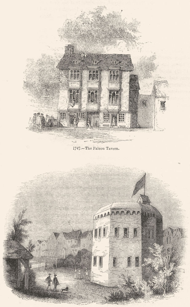 PARIS. Falcon Tavern; Garden Theatre, Southwark 1845 old antique print picture