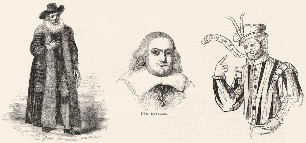 Associate Product PORTRAITS. Edward Alleyn; John Lowin; Thomas Greene 1845 old antique print