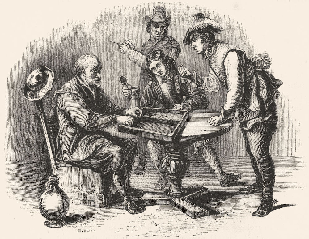 GAMES. Tric trac(Teniers) 1845 old antique vintage print picture