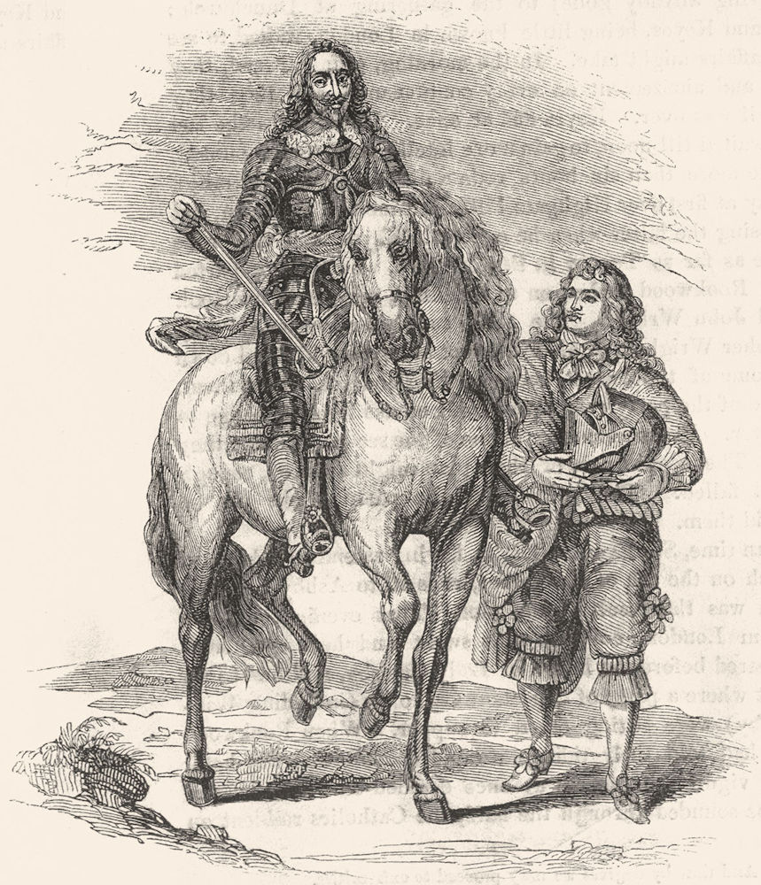 Associate Product ROYALTY. Charles I & Armour-bearer(Vandyke) 1845 old antique print picture