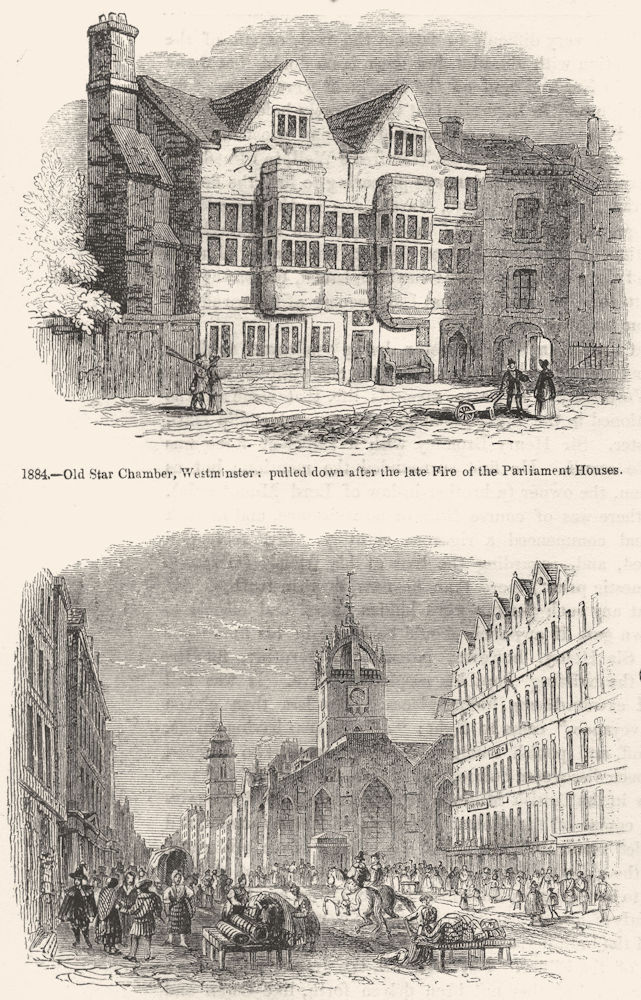 STAR CHAMBER, WESTMINSTER. &St Giles, Tron, Edinburgh 1845 old antique print