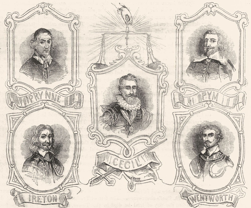 Associate Product PORTRAITS. Cecil, Prynne, Ireton, Pym, Wentworth 1845 old antique print