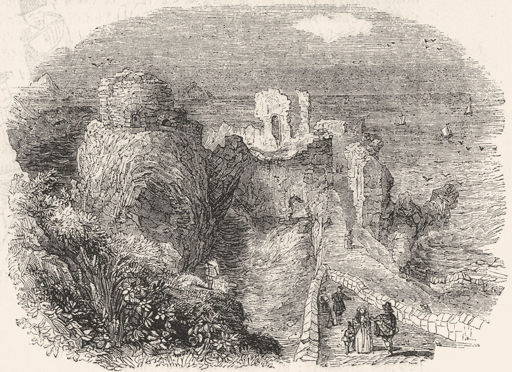 SCOTLAND. Ruins of Dunbar Castle 1845 old antique vintage print picture