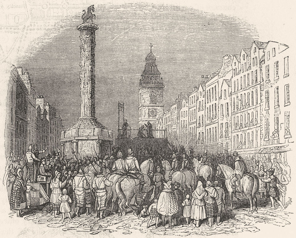 EDINBURGH. Market-cross of . Execution Argyle  1845 old antique print picture