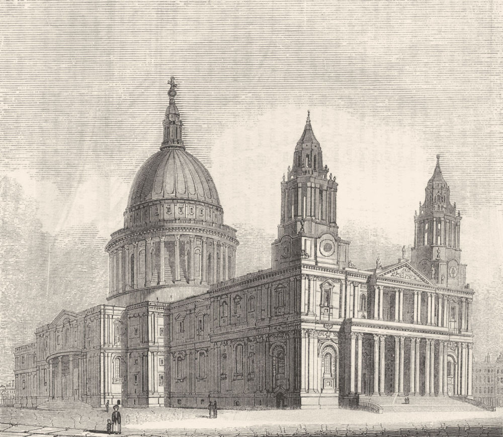 Associate Product LONDON. NW St Paul's Cathedral 1845 old antique vintage print picture