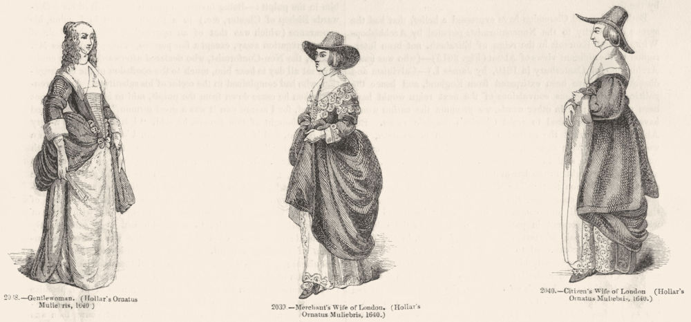 LONDON. Gentlewoman; Merchant's, Citizen's wife 1640 1845 old antique print