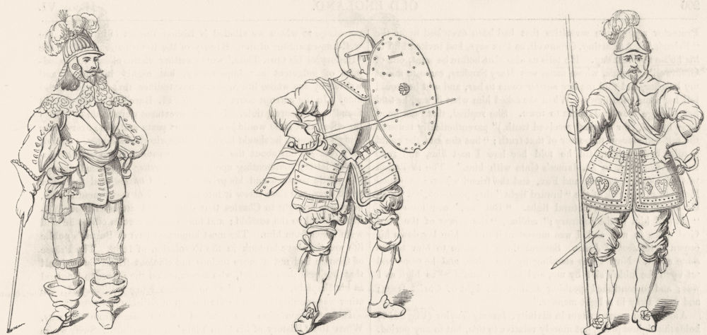 Associate Product MILITARIA. Cavalier; troops Armour; Pikeman(Goodrich) 1845 old antique print