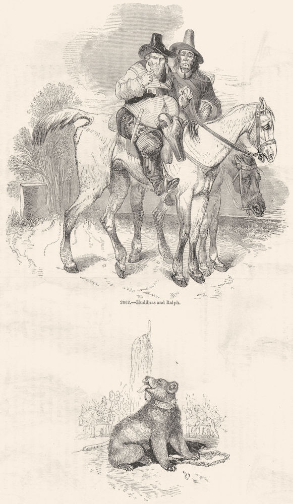 MILITARIA. Hudibras & Ralph; bear, stake 1845 old antique print picture