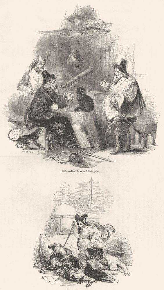 MILITARIA. Hudibras & Sidrophel; Combat &  1845 old antique print picture