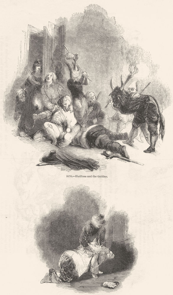 MILITARIA. Hudibras, Goblins; Ralpho rescuing Knight 1845 old antique print