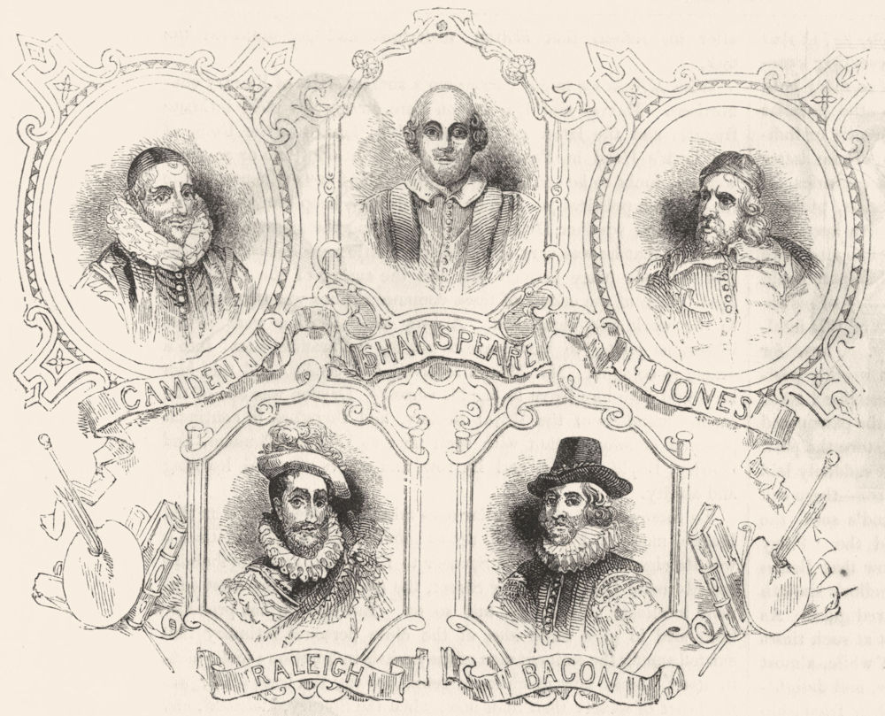 PORTRAITS. Group of Portraits 1845 old antique vintage print picture