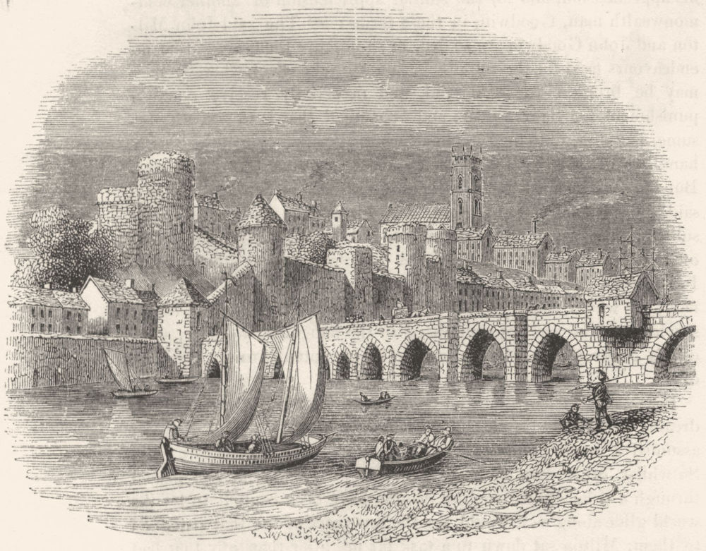 IRELAND. Limerick. Showing walls 1845 old antique vintage print picture