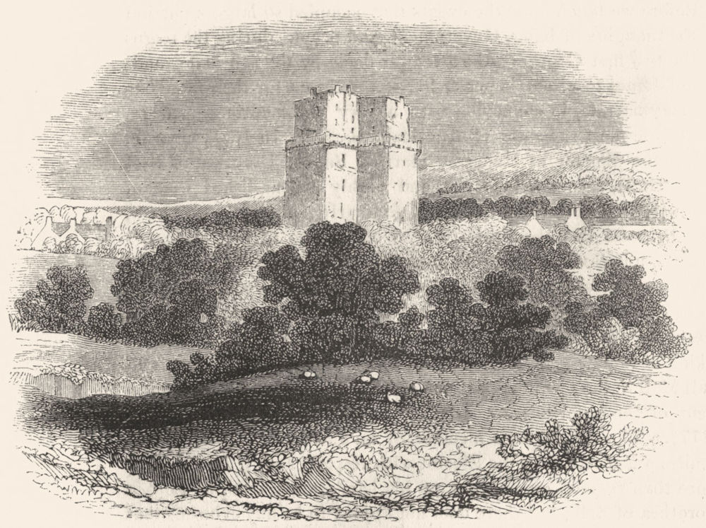 LANCS. Preston Tower 1845 old antique vintage print picture